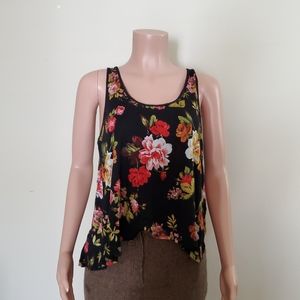 Black Floral Print Tank